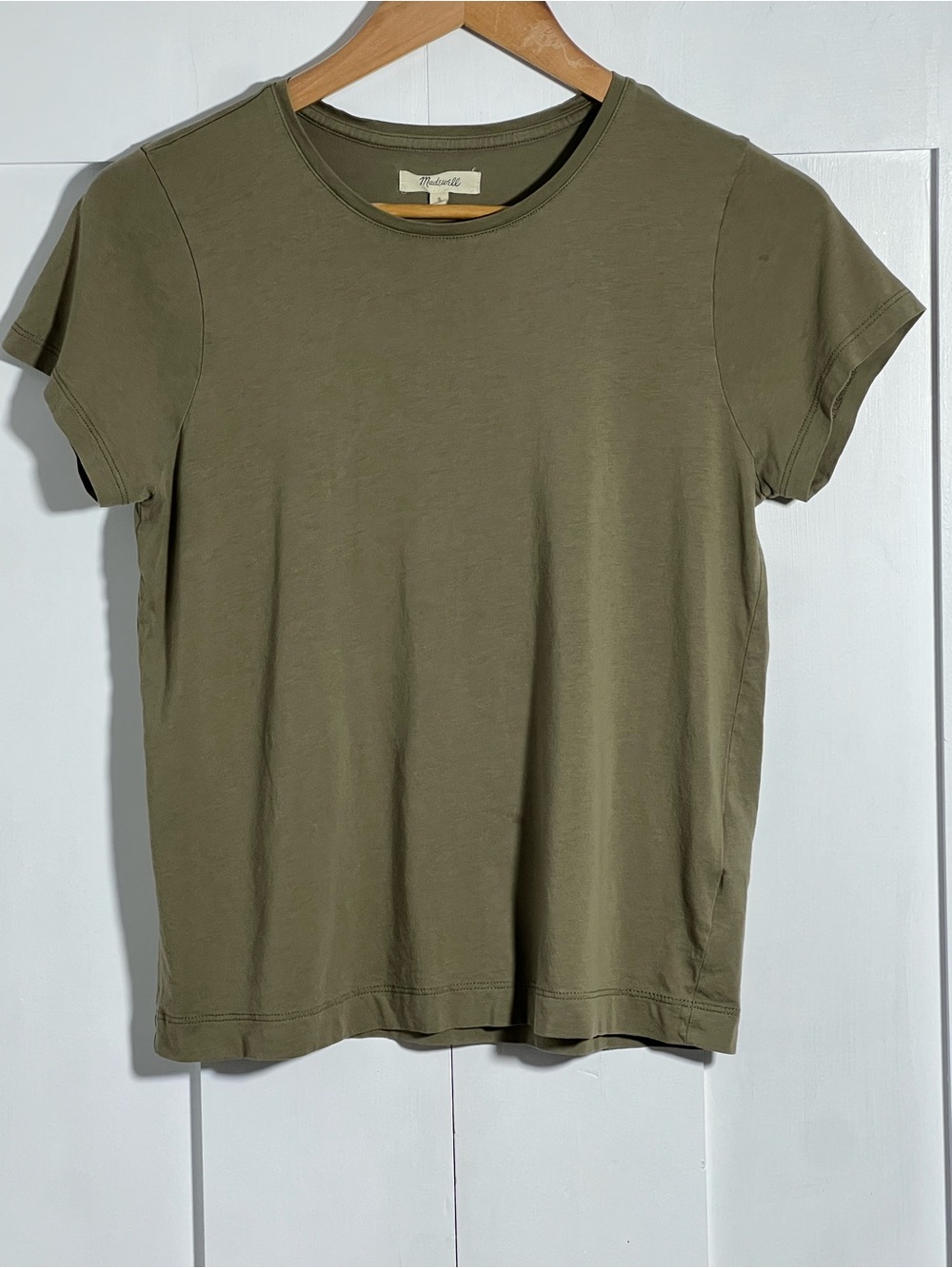 Madewell Drapey Crewneck Tee Olive Green Size S